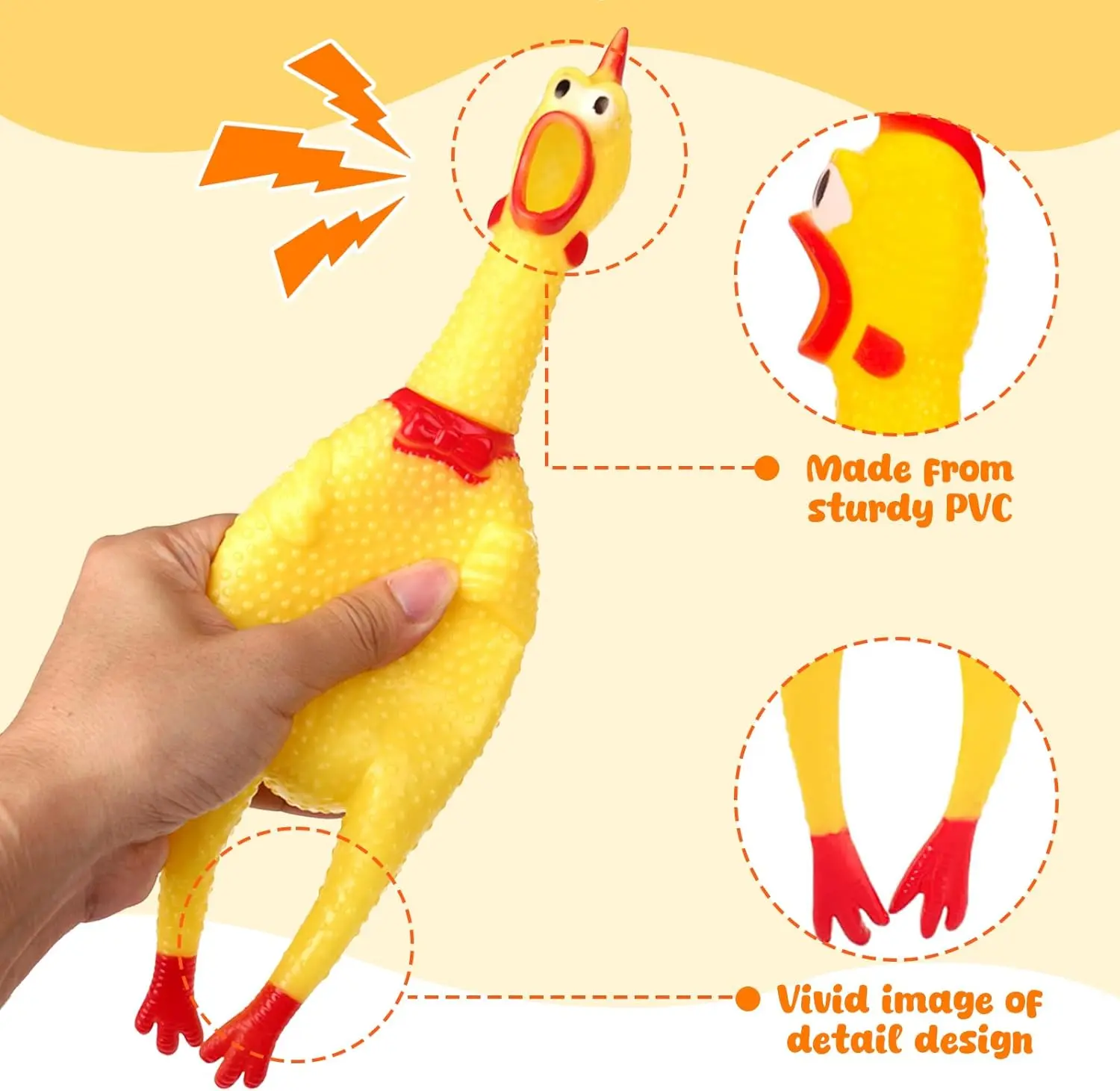 POPLAY Screaming Chicken, Squeaky Chicken Dog Toys Gag Gifts Prank Novelty Toy Party Favors for Kids Adults April Fools Pranks Goodie Bag Fillers Basket Stuffers