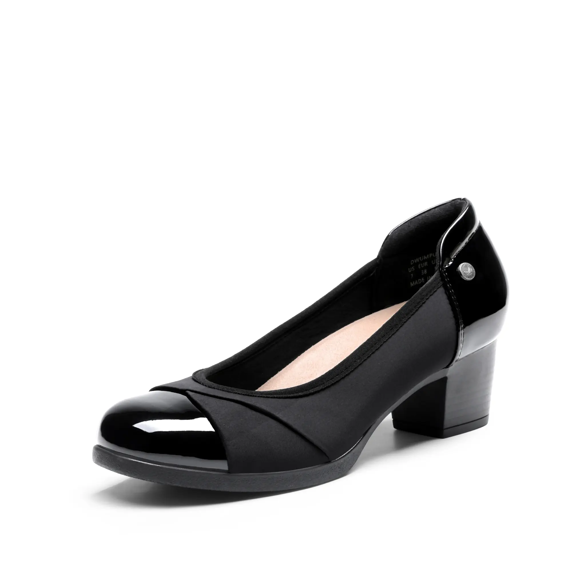 Dream Pairs Women's Elegant Paneled Pumps, Round Toe Low Chunky Block Heels, Comfortable Walking Shoes for Work & Casual Wear, Stylish, Heeled, Women's Shoes, Cushioned, Footwear, Classy, Dressy Shoes
