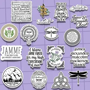Outlander Inspired Sticker Set (21 pcs), Jamie Fraser, La Dame Blanche, Dinna Fash, Frasers Ridge, Sassenach,Celtic Symbols, Lallybroch Highland Charm