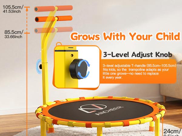 ANCHEER 38" Kids Trampoline with Adjustable Handle, Foldable Indoor Outdoor Safe Rebounder for Toddlers