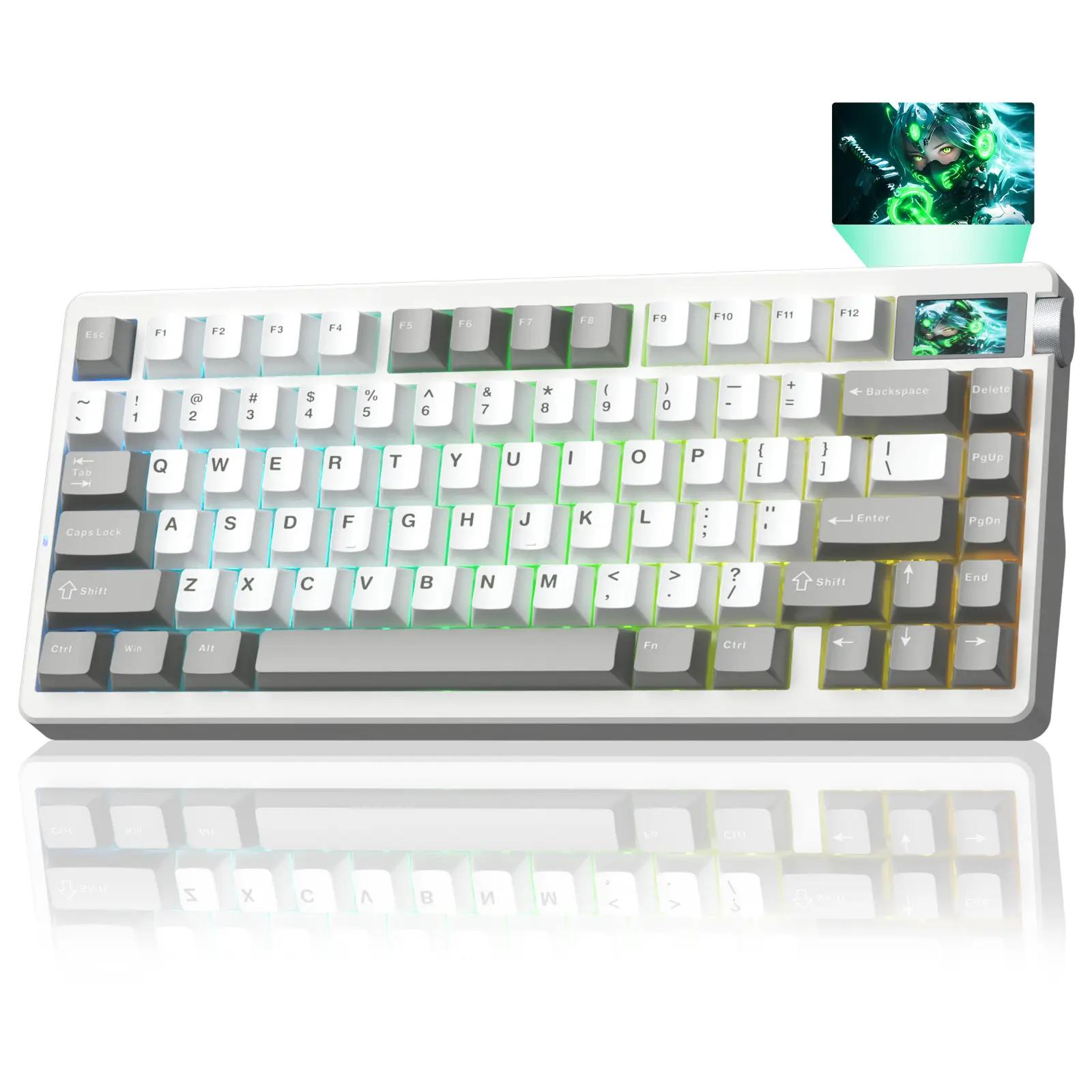 [New]AULA Nova75 Wireless Custom Mechanical Gaming Keyboard with TFT Smart Display, Linear Switches Creamy Keyboard, Tri-Mode BT 75% Compact RGB backlit Tri-Mode Hot-Swappable Keyboard for PC Mac iPad esports game