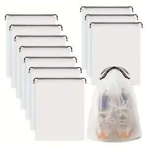 10 Pack Shoe Bags for Travel, 15.7" x 11.8" Clear Travel Shoe Bags for Packing, Large Waterproof Portable Drawstring Travel Shoe Storage Bag Travel Essentials Women for and Men