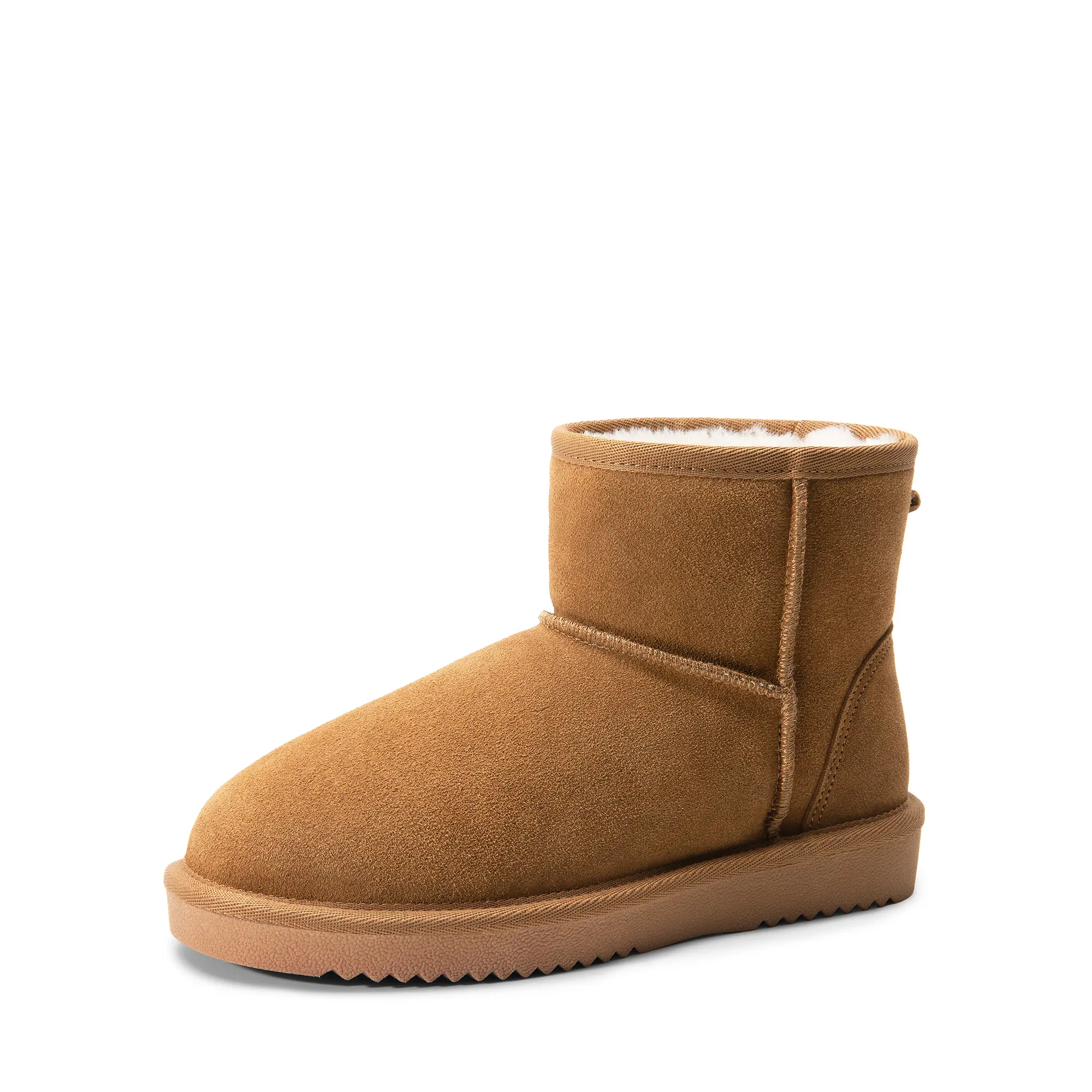 DREAM PAIRS Women's Fuzzy Genuine Suede Winter Booties, Footwear with Faux Fur Lining, Water-Resistant, Anti-Slip, Memory Foam Comfort, Slip-On Short Ankle Shoes for Women, Casual Leather Boots with DIY Ribbon,outdoorfun