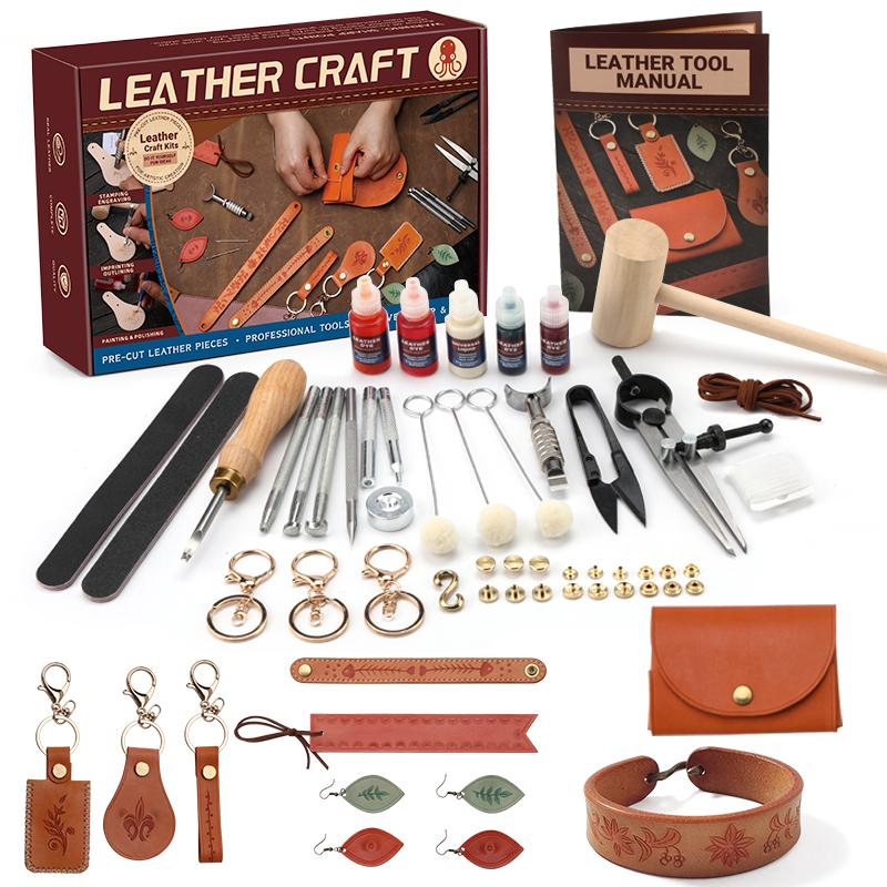 Harxvto Leather Bracelets Keychains and Leathercraft Accessory Handmade Leather Craft  Classic Style Handmade Gift Bring to Your Love for Ultrathin Design for Everyday Carry