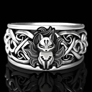 Fox Ring Silver Distressed Open Adjustable Index Finger Ring Fashion Accessories