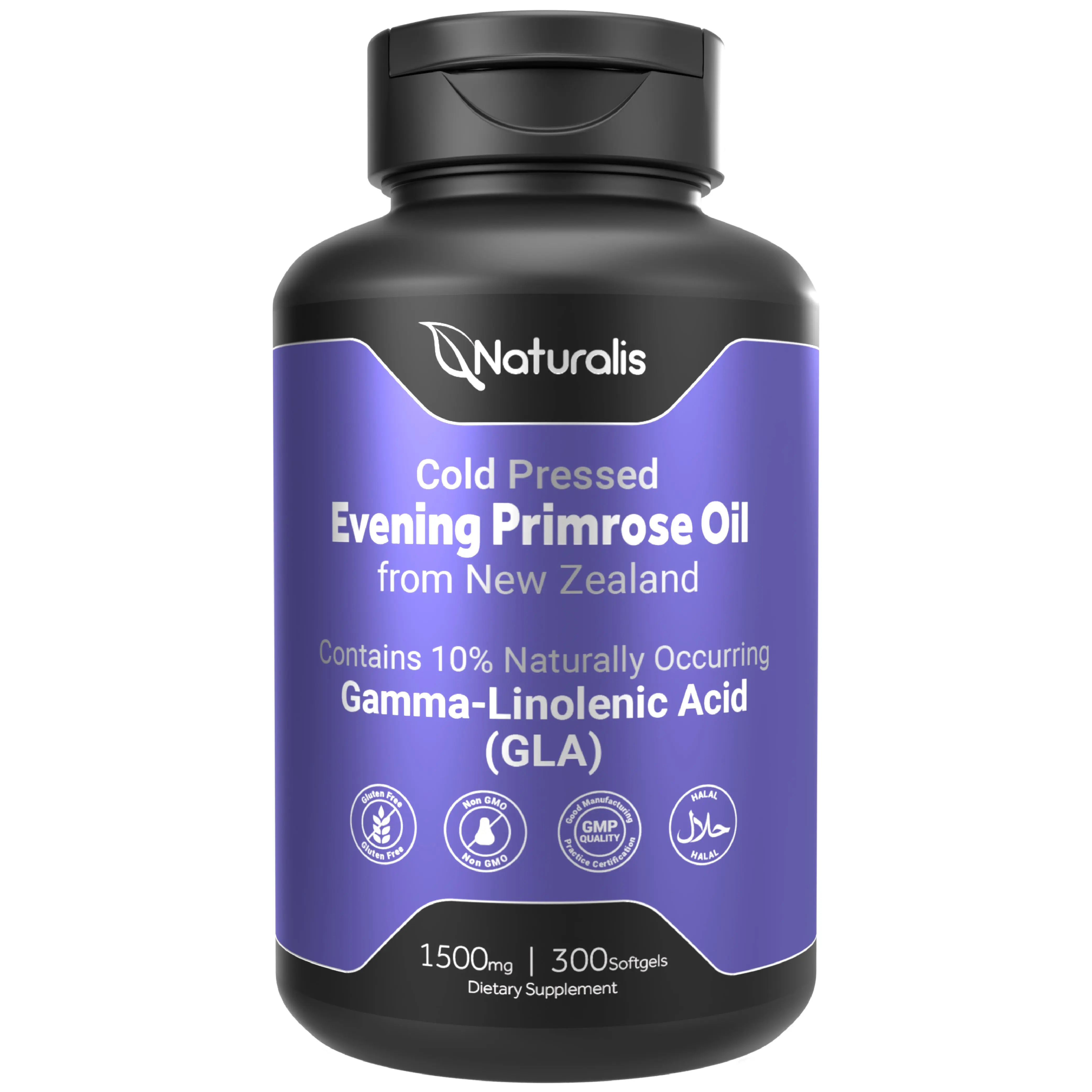 Naturalis Evening Primrose Oil 500mg | New Zealand-Grown, 10% GLA, 3 Softgel/Day