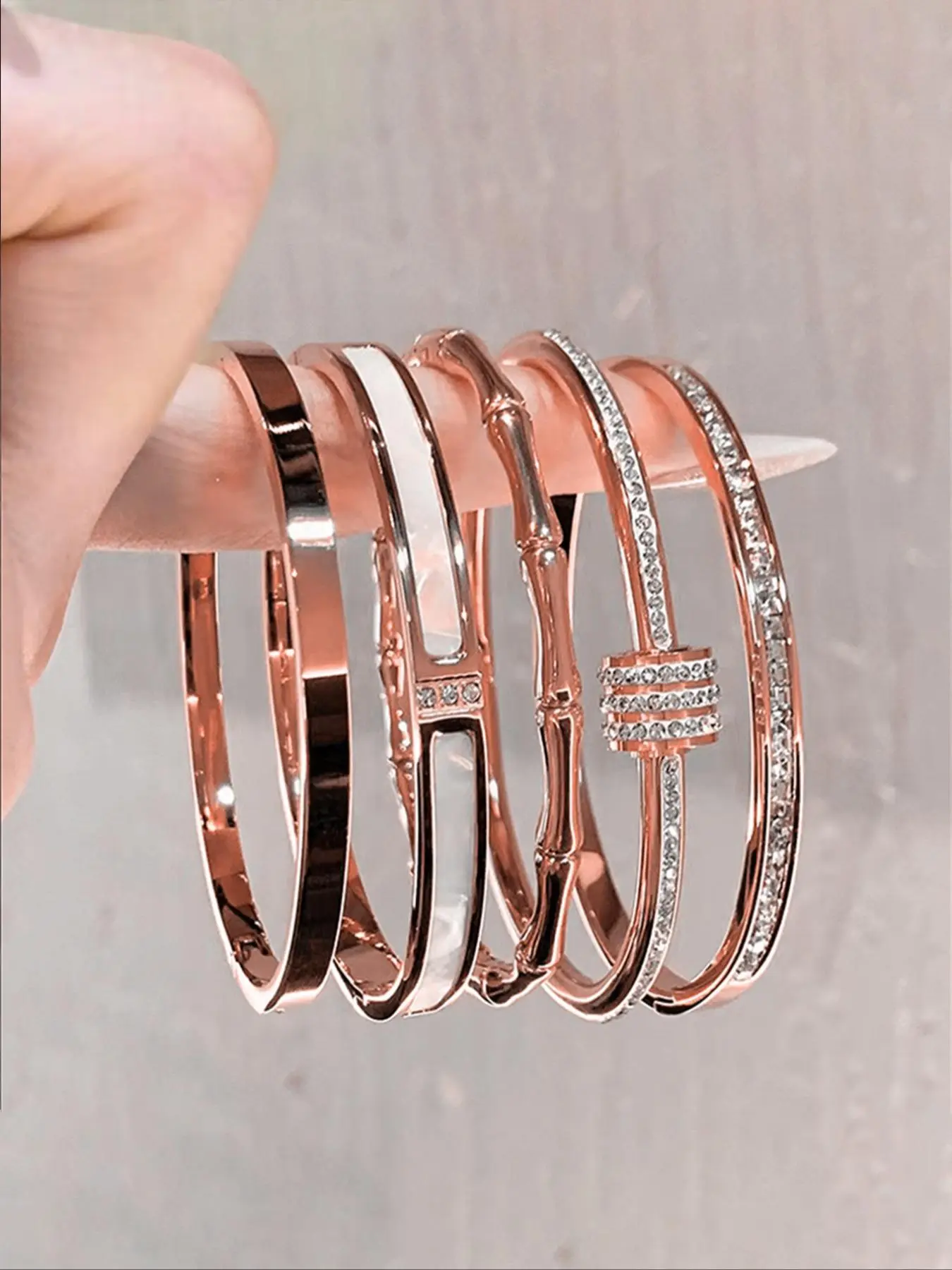 Elegant Artificial Gemstone Decorated Cuff Bangle Set, Fashion Jewelry for Party, Daily Clothing Decor, Trendy All-match & Exquisite Jewelry for Birthday Gift, Rhinestone Bangle Bracelet, Stackable Bracelets, Trendy Stack Bangle, Bangles Bracelets Set