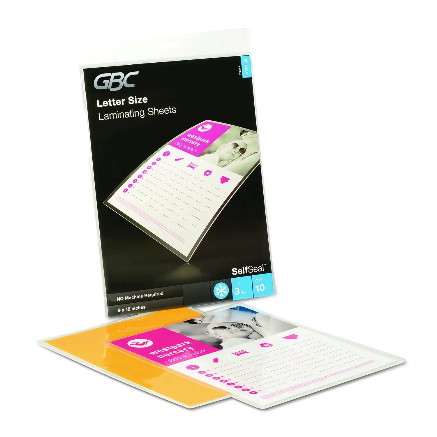GBC SelfSeal Self-Adhesive Laminating Pouches Gloss Clear 10/Pack 3747308CF