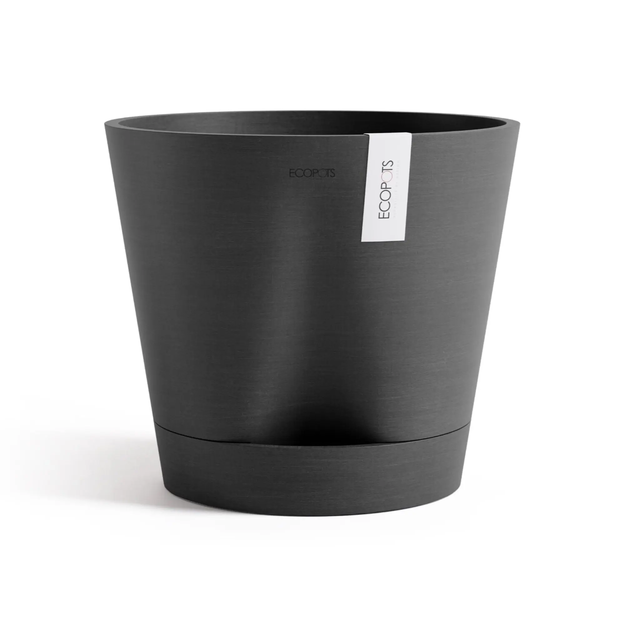 Ecopots Venice 2 Durable Modern Round Indoor/Outdoor Recycled-Based Composite Flower Pot Planter w/ Water Reservoir