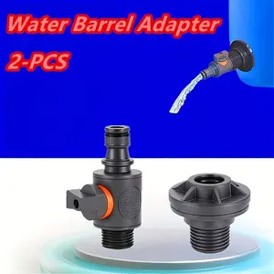 2-Pack PVC/ibc Bucket Adapters, Water Barrel Adapter, Durable Water Tank Connectors with Valves, Quick-Install Rainwater Collection Kit, Dn15 External Thread