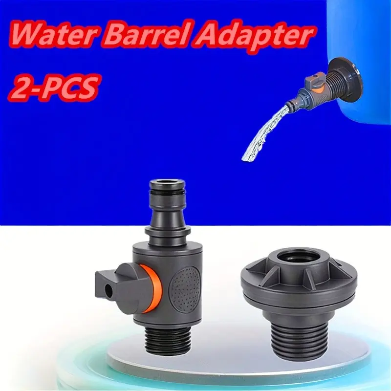 2-Pack PVC/ibc Bucket Adapters, Water Barrel Adapter, Durable Water Tank Connectors with Valves, Quick-Install Rainwater Collection Kit, Dn15 External Thread, Watering Systems, Watering Attachment, Watering For Garden