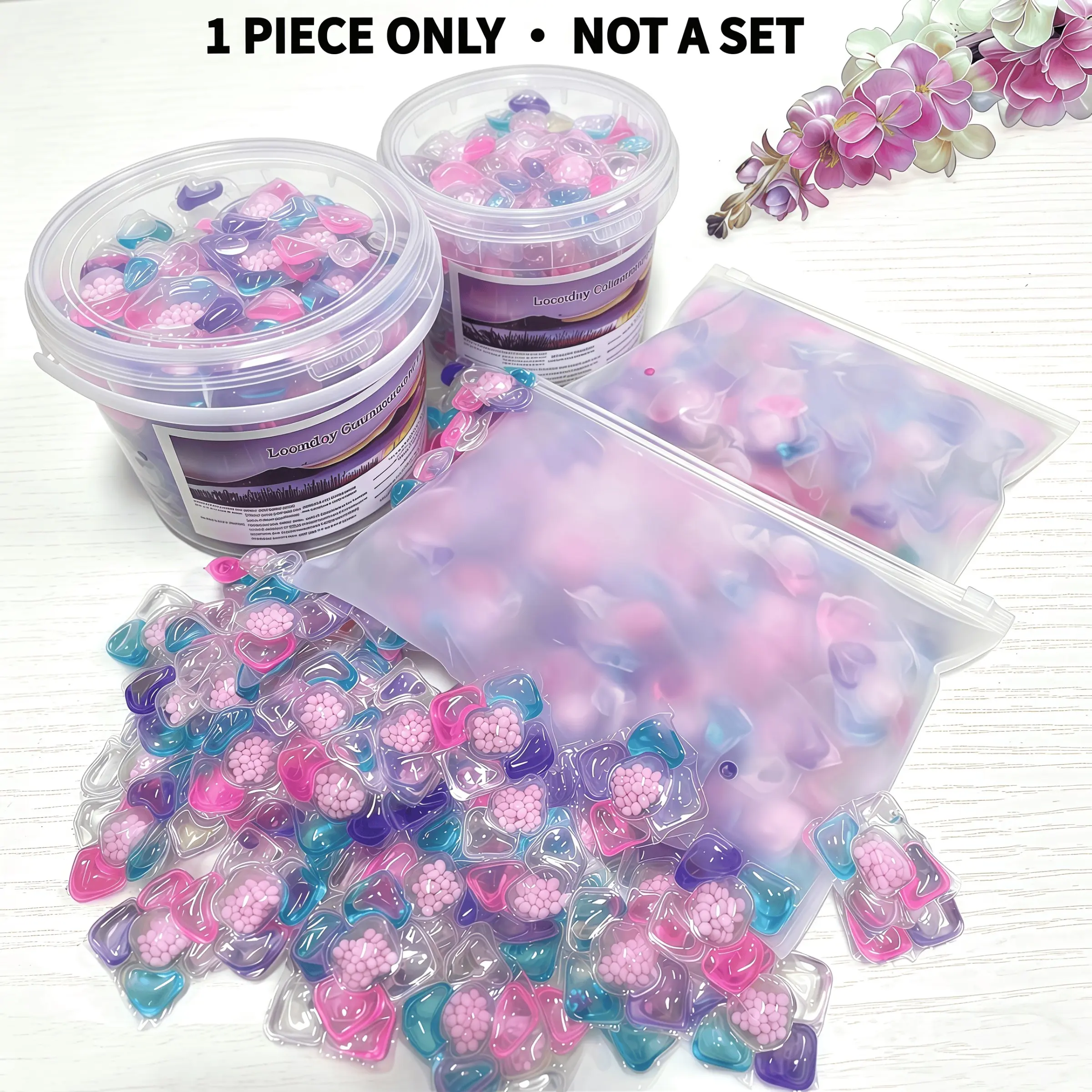 5-in-1 Laundry Detergent Pods, Multi-Purpose Deep Cleaning, Stain Removal, Fabric Care, Color Protection, Long-Lasting Fragrance, 103 pcs Tub for Home Use, 30/50 pcs Bags for Travel