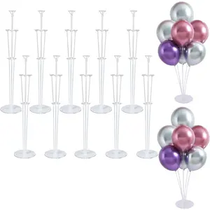 10 Sets Balloon Stand Kits, Balloon Sticks Holder with Base for Table Centerpiece Graduation Birthday Baby Shower Party Decorations