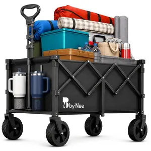500 Lb Heavy-Duty All-Terrain Folding Utility Wagon Perfect for Camping, Gardening, Beach Outings, Shopping, And Hauling Tools Or Gear; an Ideal Choice for Festivals, Parties, And Gatherings