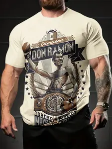 Mexican boxer Don Ramon 3D digital printed T-shirt, casual and versatile men's sport round-neck short-sleeve, suitable for daily wear, a perfect holiday gift for men