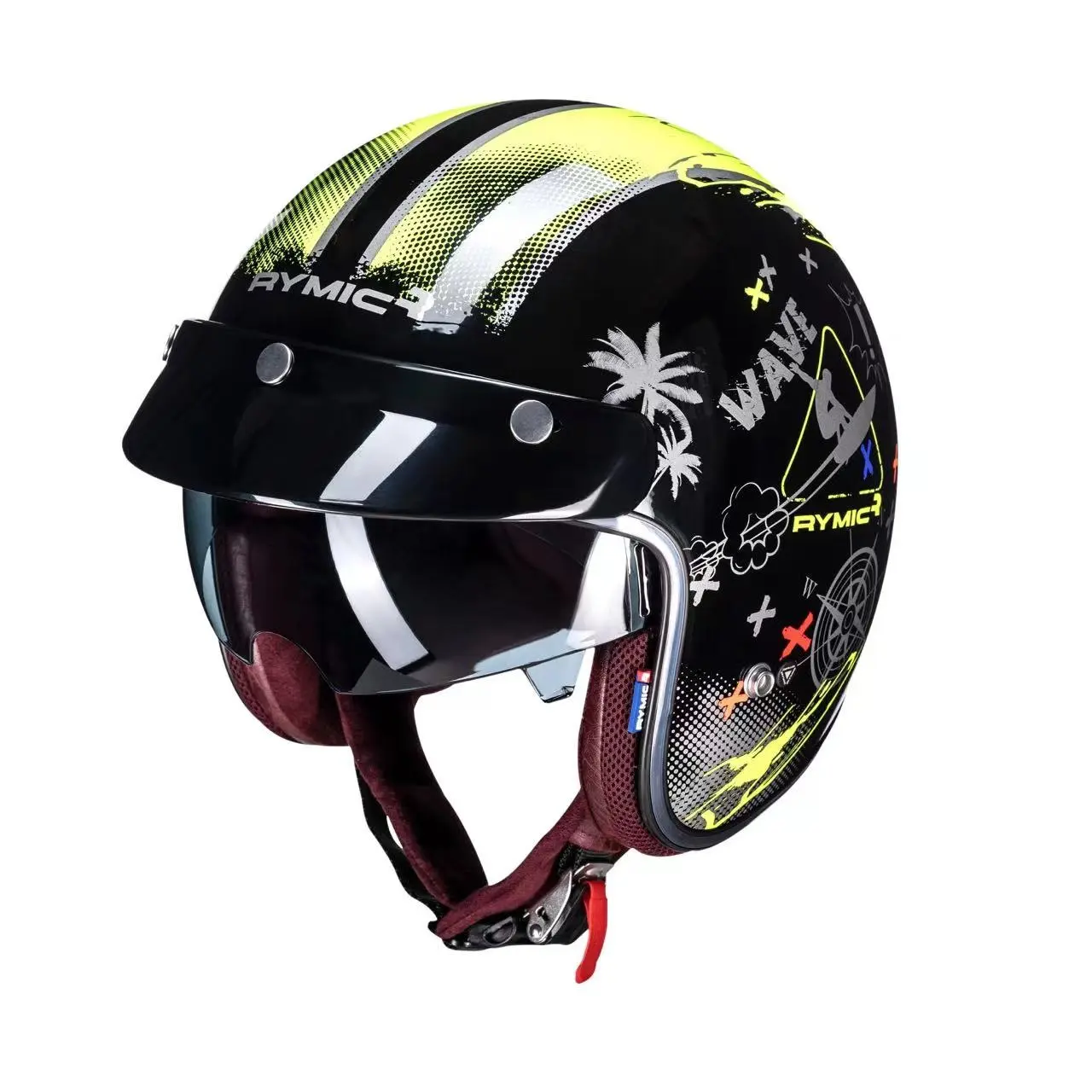 Retro Motorcycle  3/4 glasses Open Face Helmet Vintage Style for Men Women, DOT Approved R895