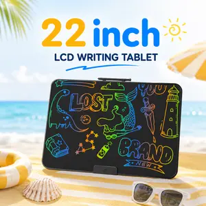 22” Colorful Rechargeable Electronic LCD Writing Tablet for Kids - Digital Drawing Tablet with Stylus, Charging Cable, Waterproof Screen, Durable Mess-Free Educational Learning Board Toy (Birthday Gift), Digital Drawing Tablets