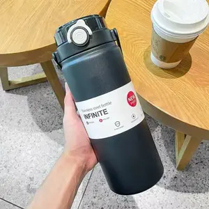 (Black) 1L water bottle stainlees steel