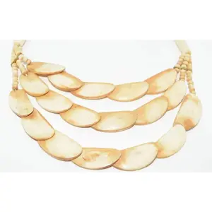 Vintage Carved Bone Layered Bib Necklace