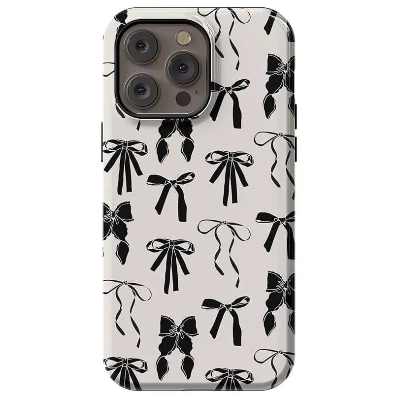 Classic Black Bows 2-in-1 Durable Shock-Absorbing Smartphone Case Cover & Protector - Mobile Phone Accessory for iPhone 13-17 Series Handheld Devices, Ideal Gift for Friends