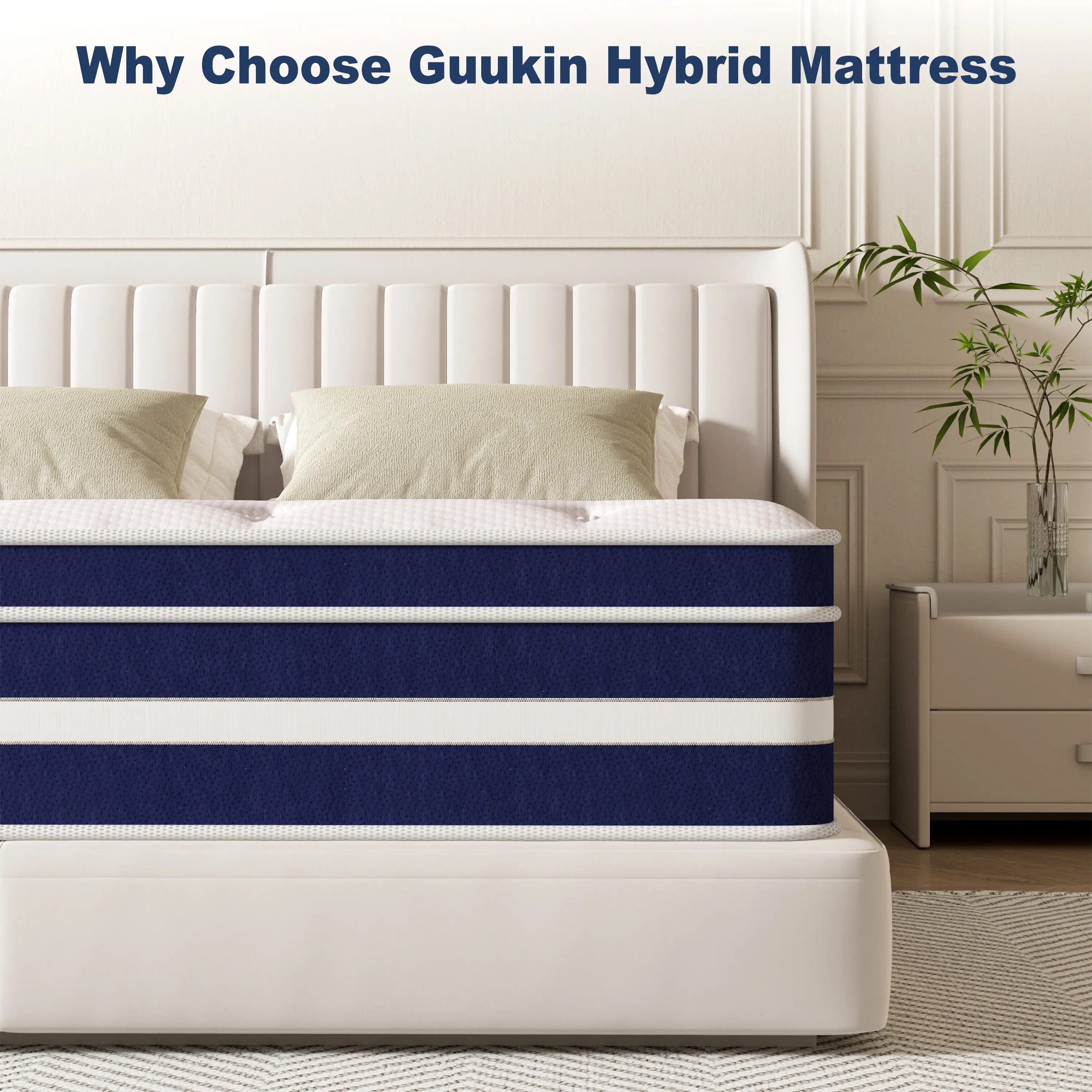FVBEAYA 10/12 Inch boxed memory foam hybrid mattress with pocket springs, provides pressure relief and motion isolation, ergonomic design, medium firmness, CertiPUR-US, fiberglass-free, high-quality edge support, gel memory foam infuse，sweet night, Memory
