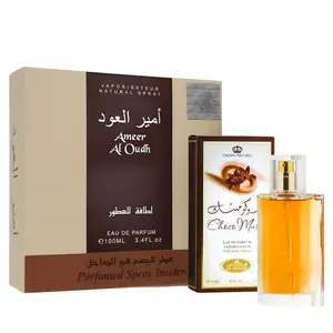 2 Pack of Ameer Al Oudh By Lattafa 2 piece set for Unisex 100ml + 100ml Deodorant Spray and choco musk 50 ml perfume
