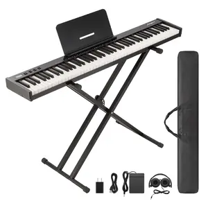 【GARVEE】88-Key Semi-weighted Full-Size Electric Piano Keyboard for Beginners with Portable Design, Includes Stand, Headphones, Sustain Pedal, Handbag, Bluetooth, and USB MIDI Connectivity