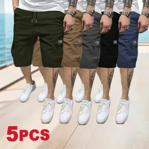 Men’s 5-Piece Cargo Shorts Set — Durable rip-resistant fabric, multifunctional pockets, adjustable waistband | Suitable for gym, hiking, and jobsite work — Excellent summer comfort and breathability, slim-fit stylish men’s bottoms