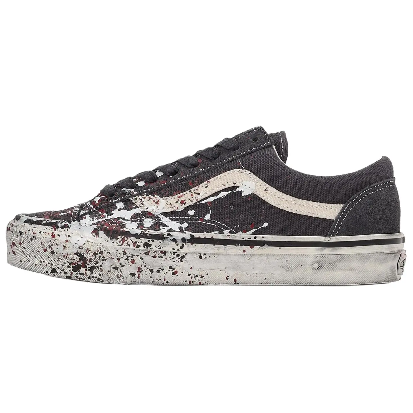 Vans Old Skool 36 Athletic Footwear - Paint Splatter Charcoal Grey Shoe, Men's/Women's Sports Sneaker, Sports Shoes, Trainer, Casual