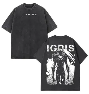 Arise Igris Tshirt - Solo Leveling Shirt Washed Vintage Aninme Tee, Lightweight Cotton, Graphic tees, Solo leveling Merch Fabric Top Collar Distressed Festive women's and men's tops TikTokShop Black Friday