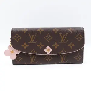 Pre-owned Louis Vuitton leather Small Leather Goods Monogram Emilie Wallet Fuchsia