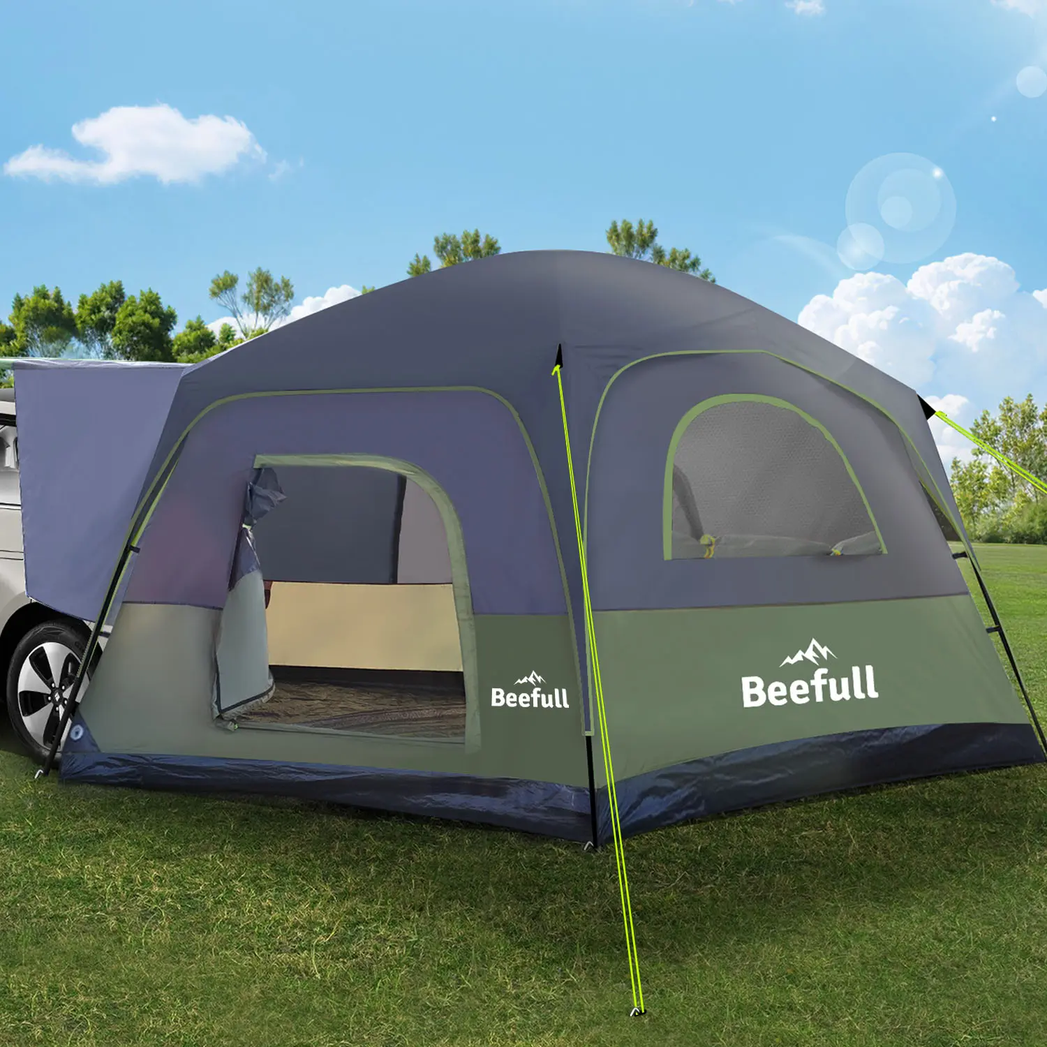 8 Person SUV Camping Tent, Waterproof Dual-Use Car Tent, 10FT×10FT Easy Setup Family Tent for Outdoor Road Trip Tailgate