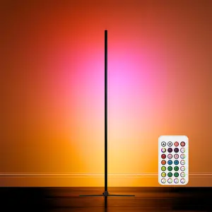 Alohi Pro RGBICW LED Gaming Tri-Pod Corner Floor Lamp 58'' with Music Sync, Remote Control, Color-Changing Ambient Lighting for Living Rooms, Gaming, Home Office