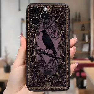 Black Crow Aesthetic Phone case for iPhone 16 Pro Max 15 Plus 14 13 12 11 XR XS  Full Body Protection Shockproof Soft Silicone Cover Gifts for Women