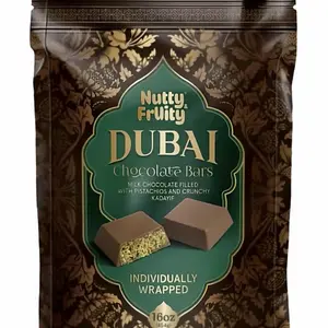 Nutty Fruity Dubai Chocolate Bars Milk Chocolate with Pistachio & Crunchy Kadayf Individually Wrapped 16 oz from Turkey