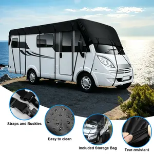 Black 210T RV Roof Cover, 4 Sizes All-Weather Camper Protector