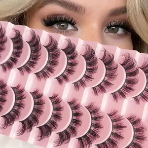 10 Pairs Natural Look False Eyelashes, Exaggerated Style, Realistic Appearance, Fluffy Lashes, CC Curl, Mixed Length, Recyclable