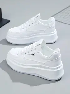 Women's Sporty Lace Up Platform Sneakers, Casual Comfortable Breathable Trendy Running Shoes, Female All-match Round Toe Chunky Sneakers for Daily Life, Fashionable Running Shoes