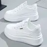 Women's Sporty Lace Up Platform Sneakers, Casual Comfortable Breathable Trendy Running Shoes, Female All-match Round Toe Chunky Sneakers for Daily Life, Fashionable Running Shoes