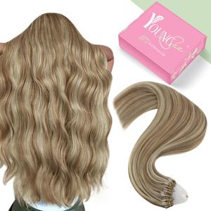 [#1 18 inches only 29.99] YoungSee 14-28 inches Micro Loop Hair Extensions Human Hair Soft and Silky Hair Extensions for Women Micro Ring Extension Human Hair 100% Real Human Hair #summerwins #DealsForYouDays Raw Hair Bundles Natural Wavy Hair
