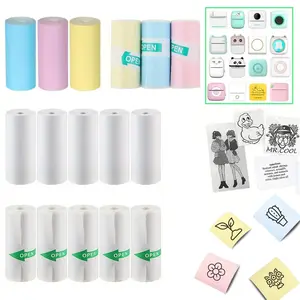 Mini Printer Paper, 57mm Width Color & White Continuous Paper, Portable Printer Paper, Self-adhesive Transparent Sticker Rolls For Portable Printer, Stationery Office Supplies