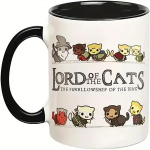 1pc, 11 Ounce Tea Coffee Mug, Lord Of The Cats The Furrlowship Of The Ring Classic Tea Coffee Mug, Birthday Gift, Christmas Gift