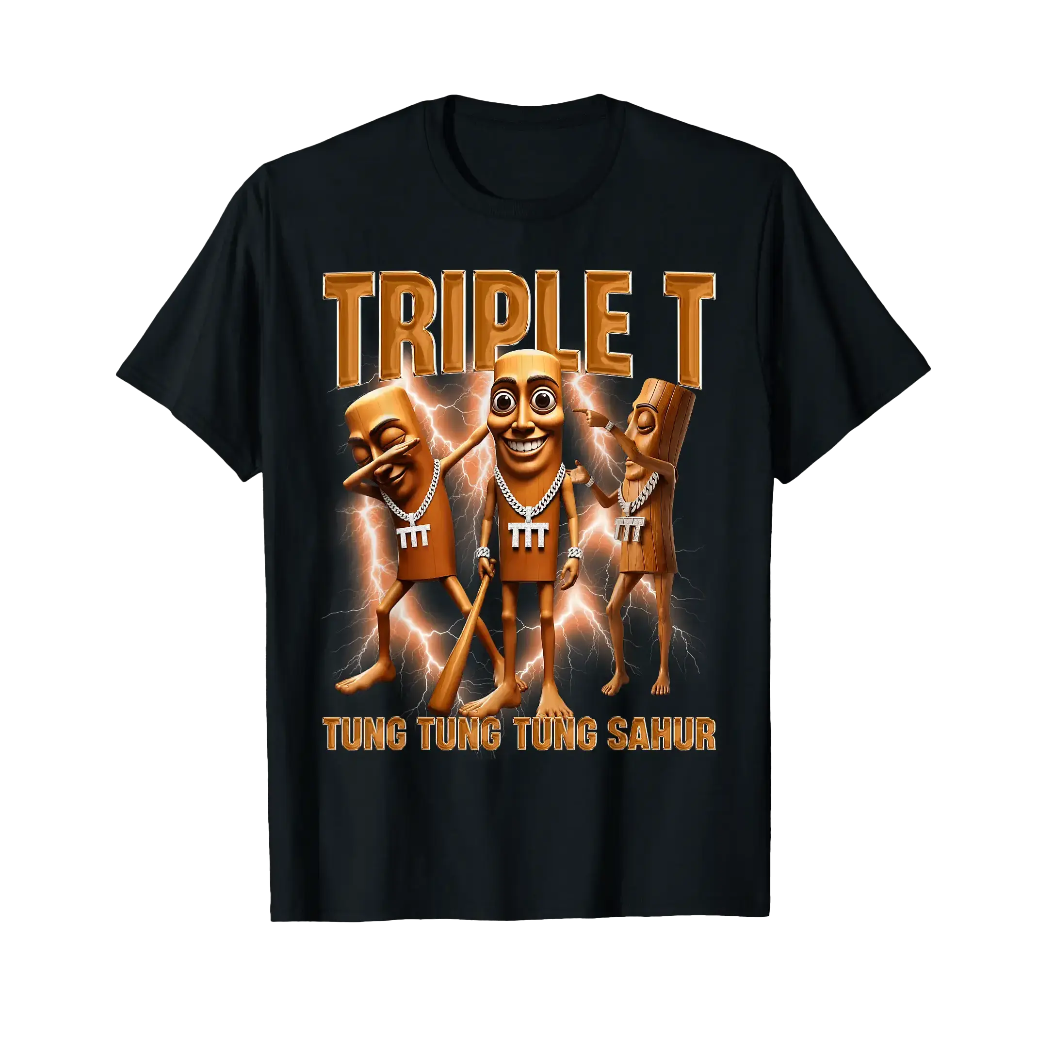 Triple T Tung Sahur Brainrot Bootleg Style Funny Meme Dance T-Shirt