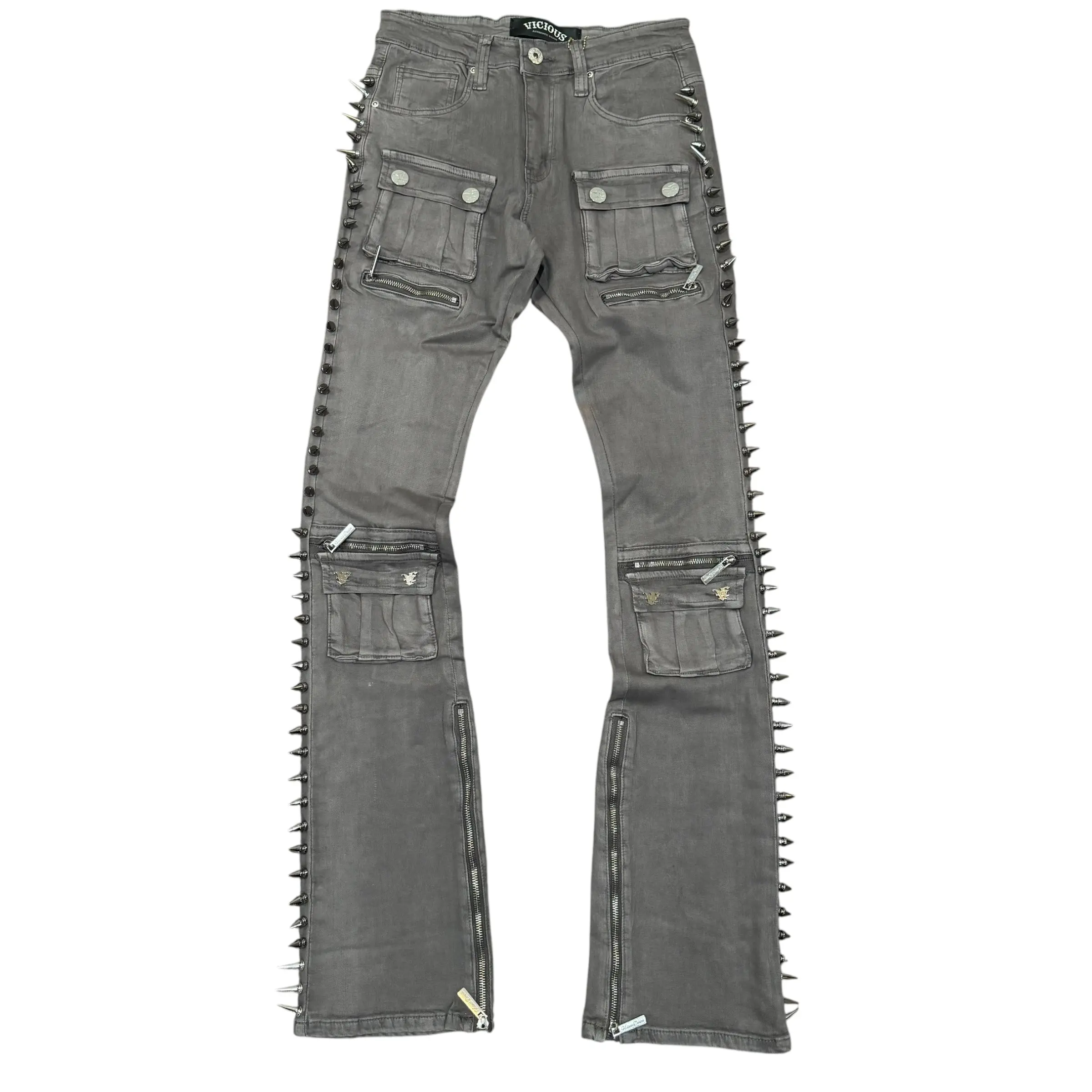 Vicious - STACKED WAXED SPIKE DENIM - Grey - VC918