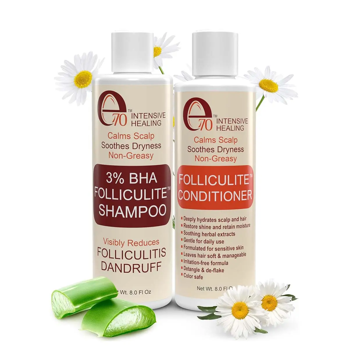 e70 3% BHA Folliculite Shampoo & Conditioner Set with Salicylic Acid & Tea Tree Oil – For Dry, Itchy Scalp, Flakes & Build-Up - Gentle Scalp Care for Women & Men - 2-Step Hair & Scalp Treatment