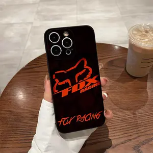 Cartoon Motorcycle Racing Foxes  Phone Case For iPhone 17 Air 16 15 14 13 12 11 Pro Max Plus  Black soft shell Colorful Protection