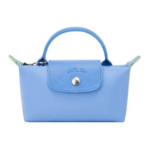 Longchamp Le Pliage Tote Bag for Women in Cornflower Blue with Recycled Nylon and Leather Accents