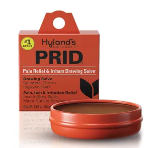 Hyland's PRID Drawing Salve, Topical Skin Irritation Relief, For Splinters, Thorns, Ingrown Hairs, Itch Relief for Bug Bites, Boils, Minor Cuts and Scrapes, 18 Grams