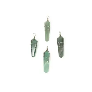 Green Aventurine Wire Wrapped Pendant : 1.25 - 1.75"
