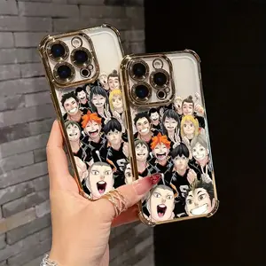 anime H-Haikyuu Phone case Compatible with iPhone 17/16/15/14/13/12/11/Pro/ProMax/Plus/17Air/Xsmax, for Samsung S25/S24/S23/S22/Plus/Ultra/Fe/S25 Edge, Four-corner airbag electroplated anti-drop soft Case, Trendy Case, Uv Printed, gift for sport lovers